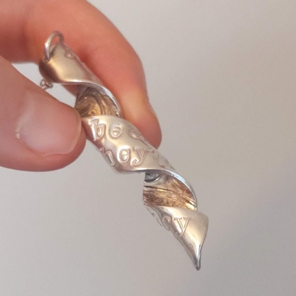 Recycled sterling silver hand-stamped spiral necklace they pronouns - Picture 1 of 11